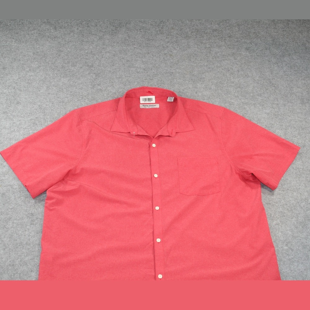 Tommy Bahama Mens Button Front Shirt XL Pink IslandZone Short Sleeve Sport